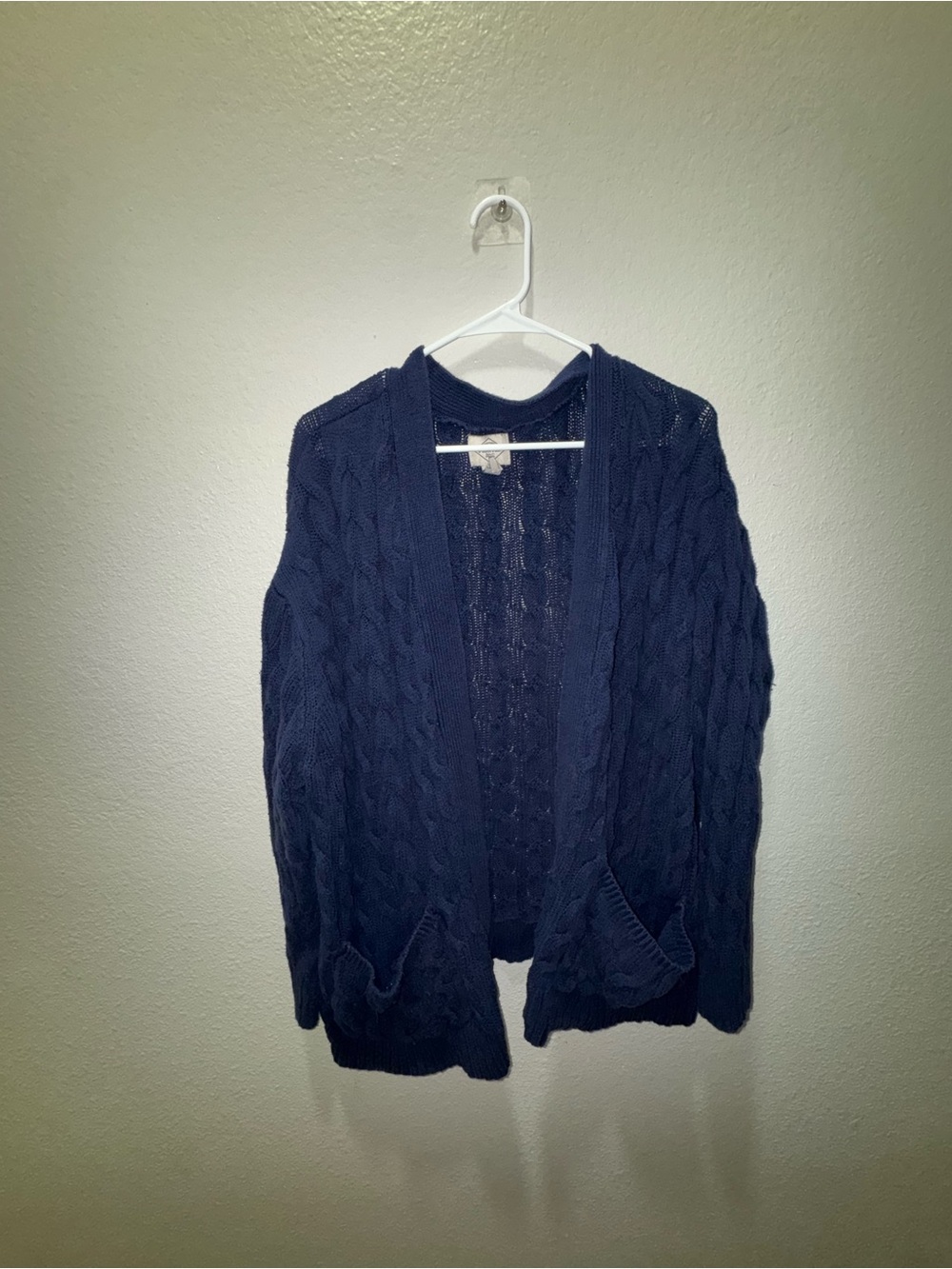 St. John's Bay Navy Cable-Knit Open Cardigan